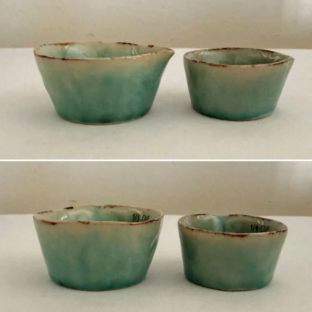 Handpainted Ceramic Measuring Cups Set Mix and Match Styles Set Rustic Cottage